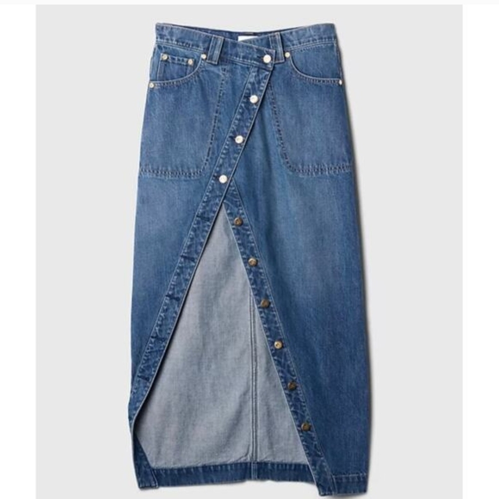 Cult Gaia Blue Denim Skirt with Gold Accents - Picture 3 of 3
